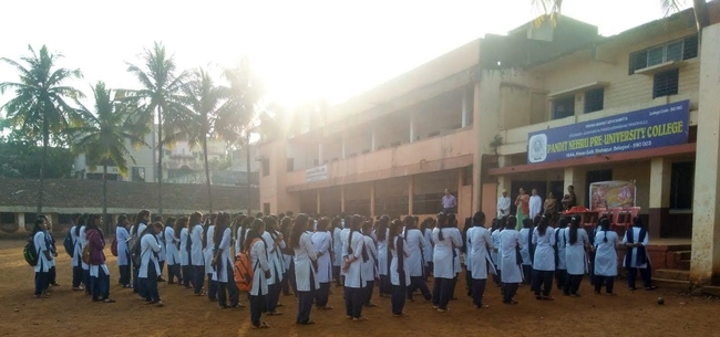 Image for Geeta Jayanti event was conducted at Pandit Nehru college, Belagavi.