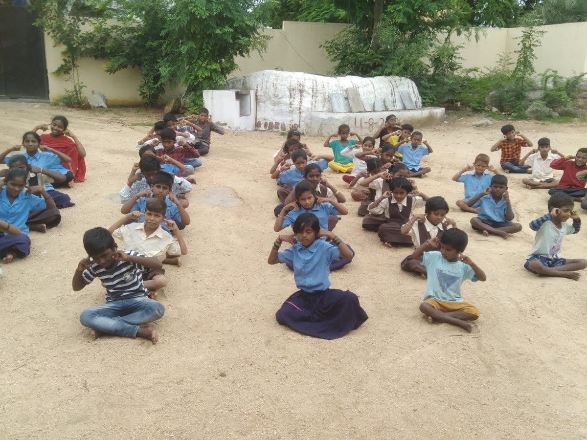 Balsanskar Classes at Govt. Primary School, Yadgiri.