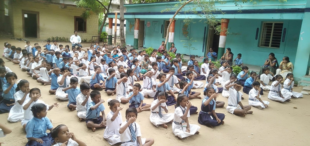 Balsanskar Classes at Ambedkar Govt. Primary School, Yadgiri.