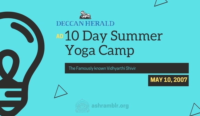 Image for Ad! 10 Day Yoga Summer Camp at Sant Shri Asaramji Ashram Bengaluru!