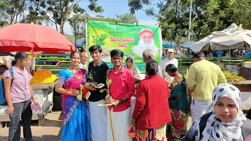 Image for Tulsi plant distribution at Banashankari Amma Temple.