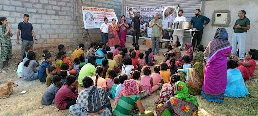 Bhandara program at Uttarahalli slum area, Kengeri Road.